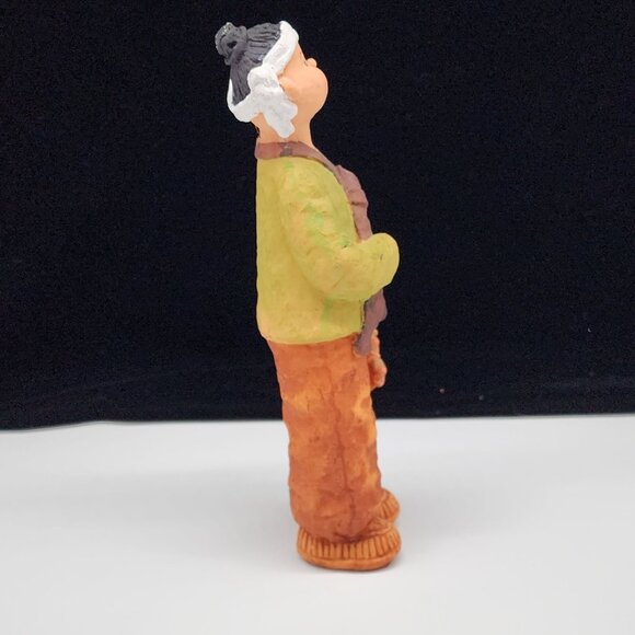 Koreart Resin Hand Painted Figure Fisherman With Fish 10" VTg - Picture 6 of 8